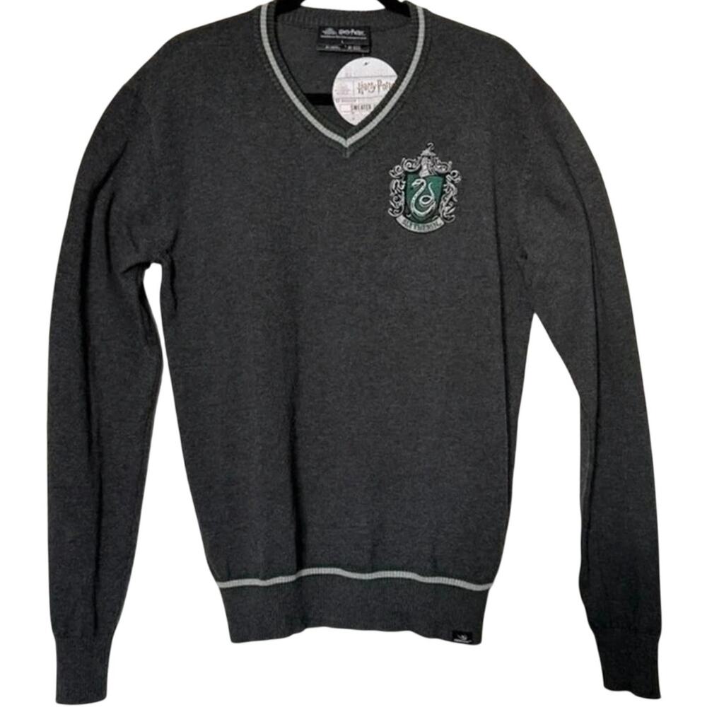Official Harry Potter House of Slytherin Large Embroidered Crest V-neck Sweater